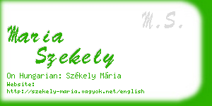 maria szekely business card